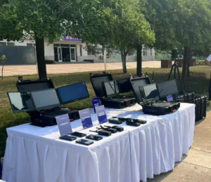 computer boxes and table